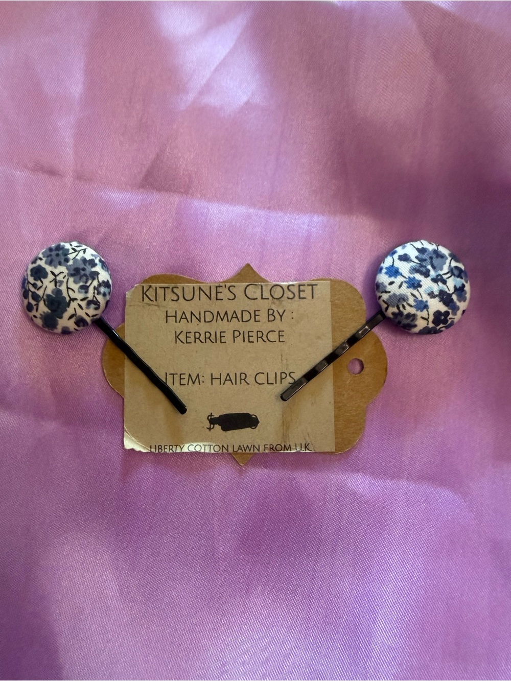 Kitsch Blue and White Floral Button Hair Clips